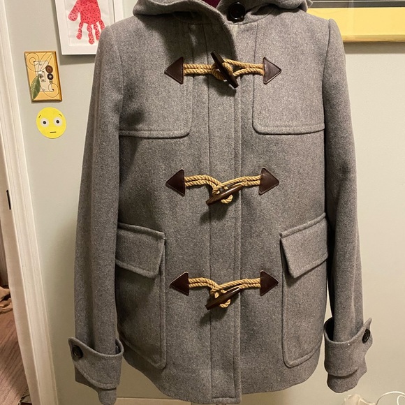 J Crew Classic Duffle Coat  Melton Wool Gray Toggle Italy coat. Like new - Picture 6 of 13
